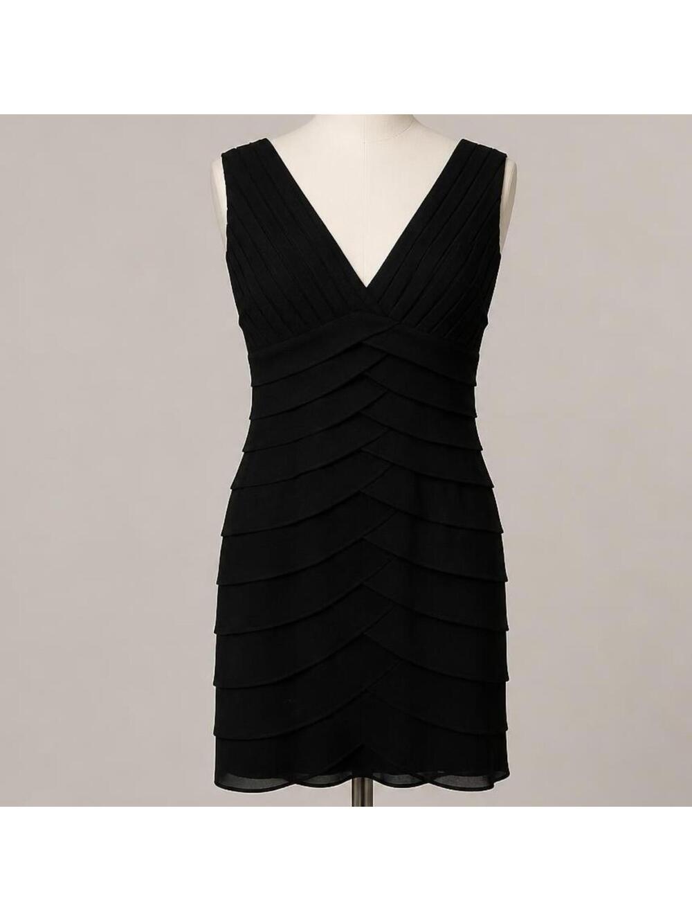 Scarlett Nite Black Layered V-Neck Dress Size 10